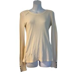 Lucky Brand cream waffle knit long sleeve blouse